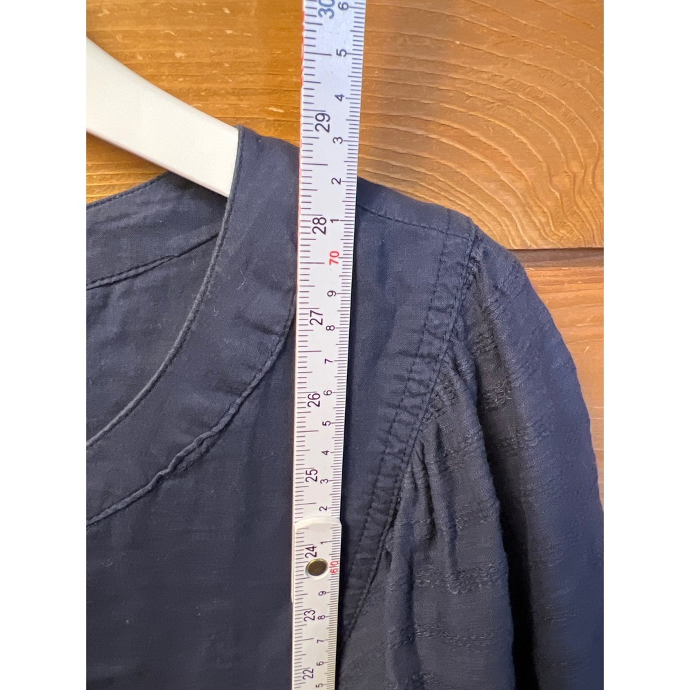 Waffle Texture Button-Front Navy Tunic Top - Picture 3 of 9